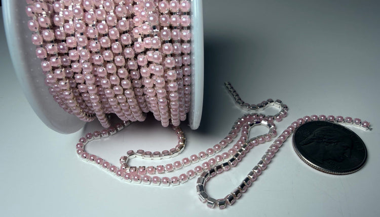 SS8 Silver Pale Pink Pearl Banding