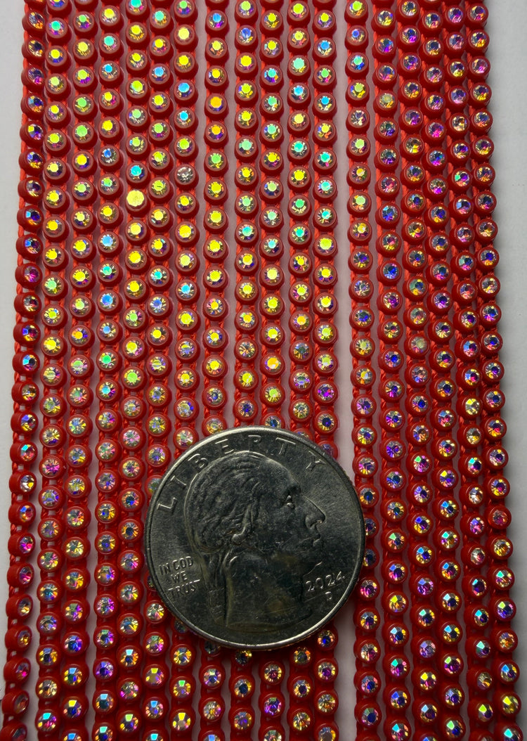 SS6 RED AB RHINESTONE BANDING