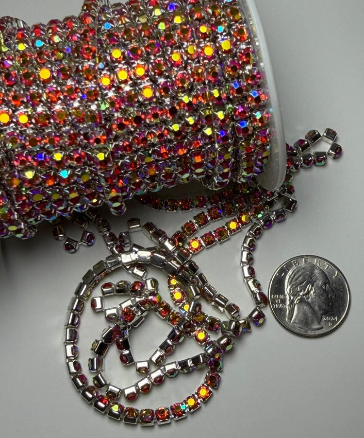 SS13 LIGHT RED AB RHINESTONE BANDING