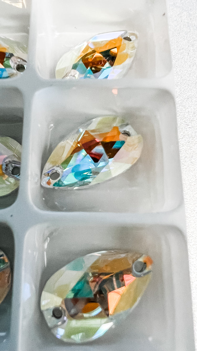 Preciosa Pear Sew-On Stone Crystal AB