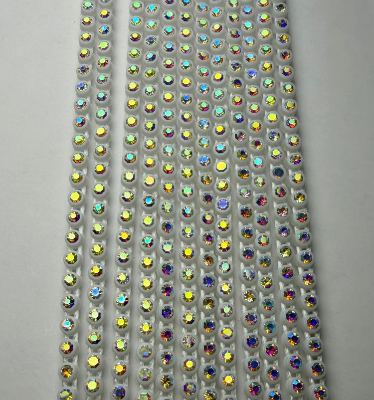 SS6 WHITE AB RHINESTONE BANDING