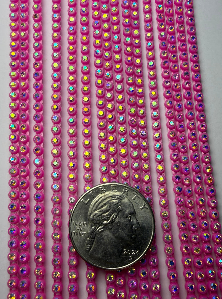 SS6 NEON PINK AB RHINESTONE BANDING