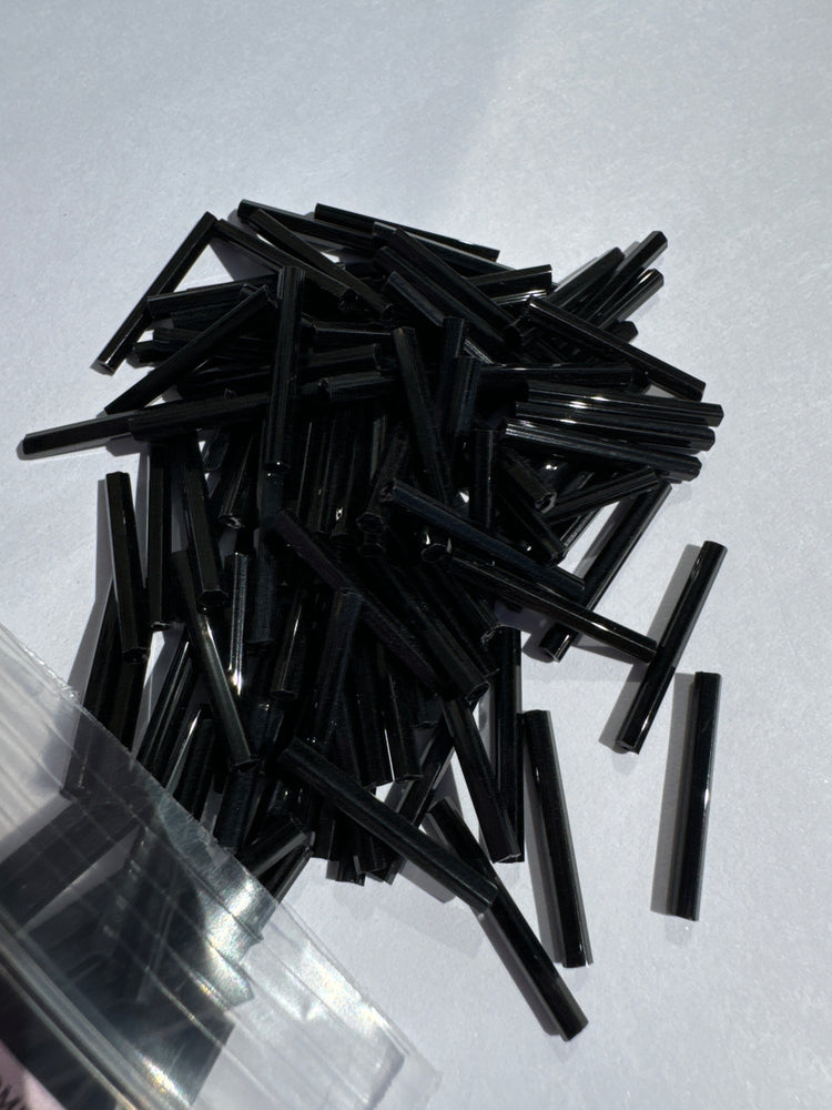 BLACK OPAQUE - 20MM BUGLE BEADS