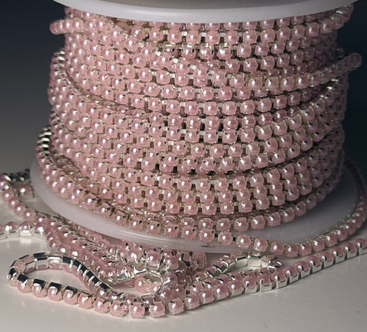 SS8 Silver Pale Pink Pearl Banding