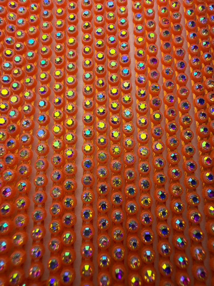 SS6 NEON ORANGE AB RHINESTONE BANDING