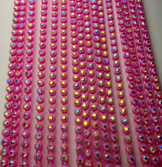 SS6 NEON PINK AB RHINESTONE BANDING