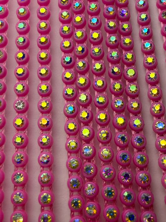 SS6 NEON PINK AB RHINESTONE BANDING