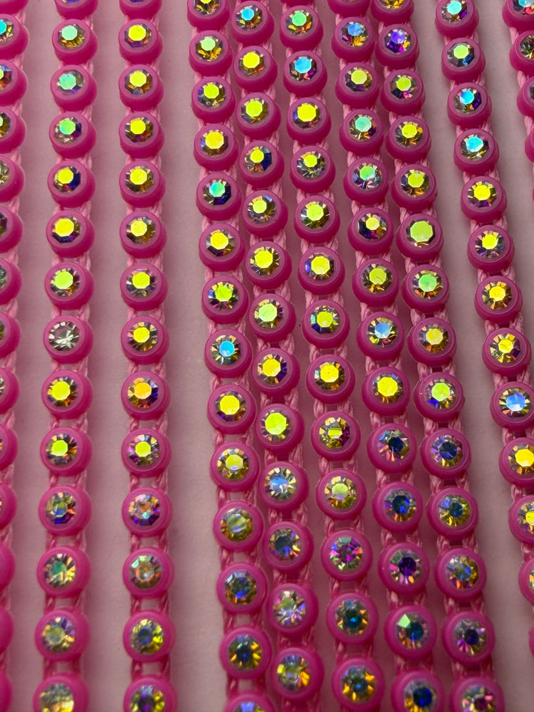 SS6 NEON PINK AB RHINESTONE BANDING