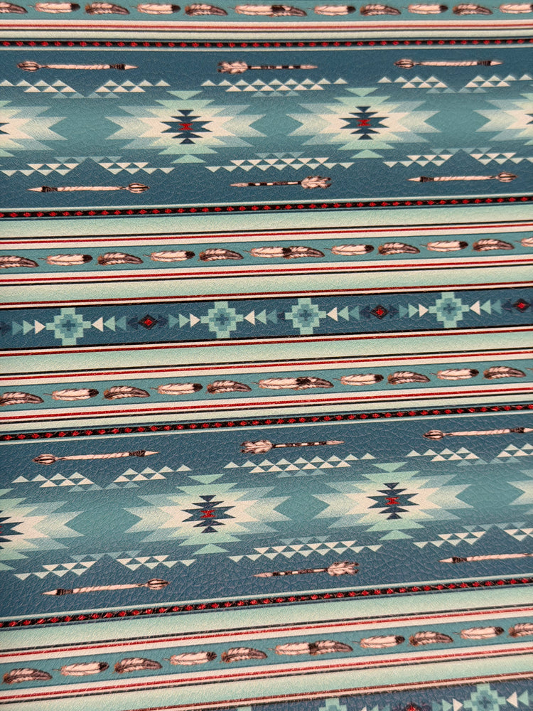 Blue Tribal Pattern Faux Leather Sheet