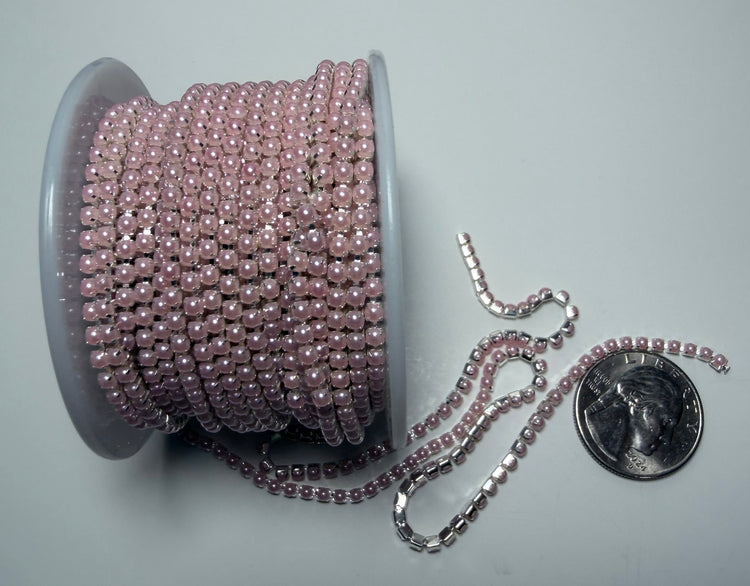 SS8 Silver Pale Pink Pearl Banding
