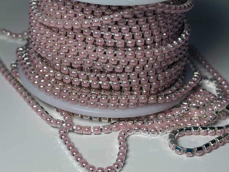 SS8 Silver Pale Pink Pearl Banding