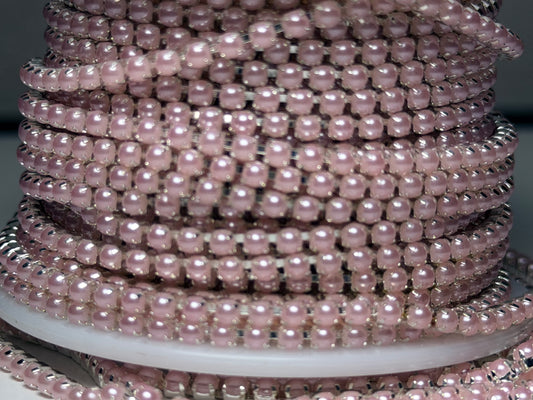 SS8 Silver Pale Pink Pearl Banding