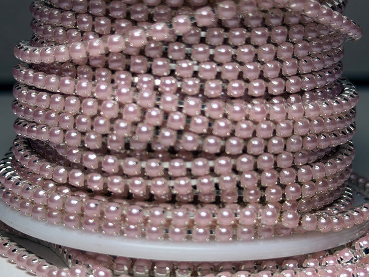 SS8 Silver Pale Pink Pearl Banding