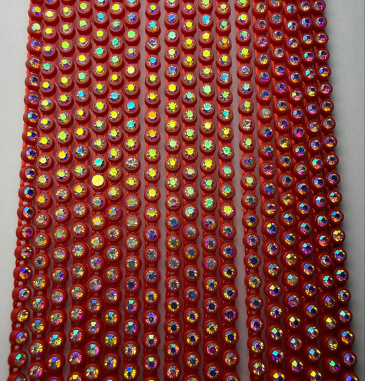 SS6 RED AB RHINESTONE BANDING