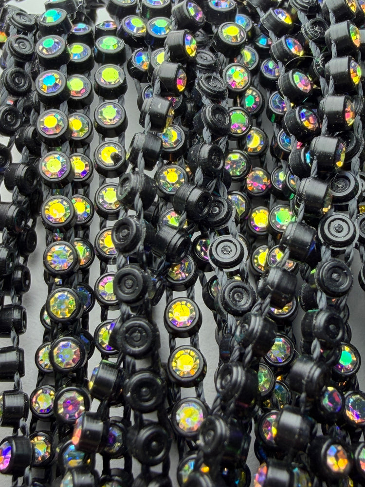 -CLEARANCE- SS6 BLACK AB RHINESTONE BANDING