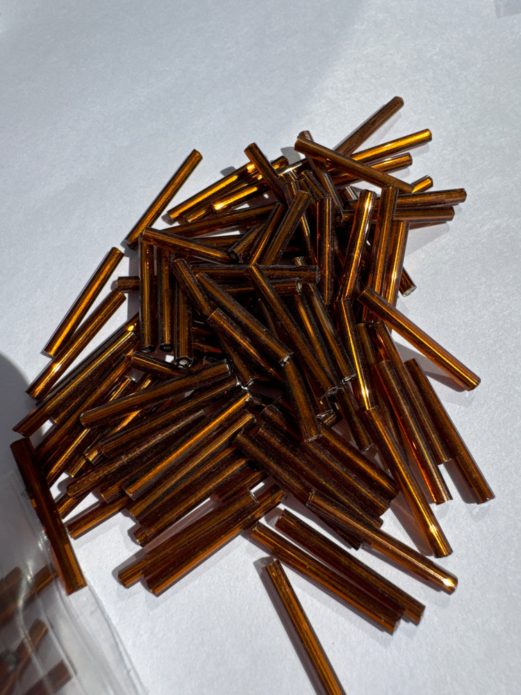 SMOKE TOPAZ TRANSPARENT SILVER LINED - 20MM BUGLE BEADS