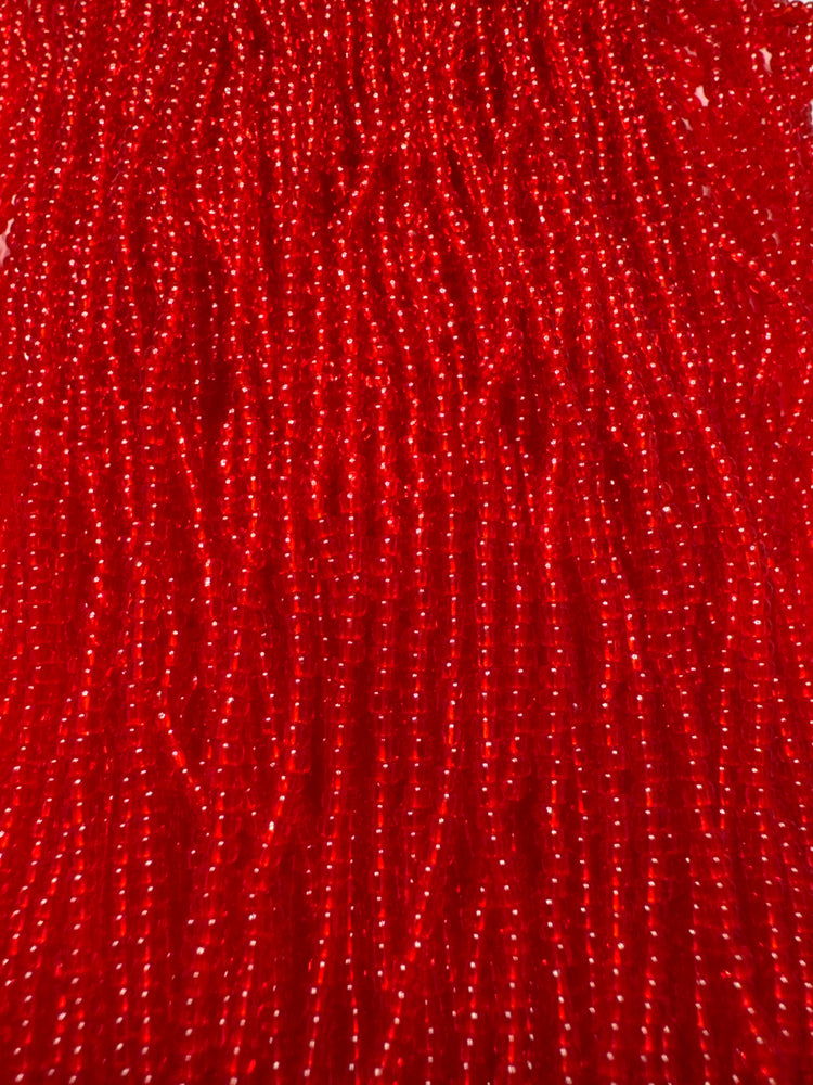 11/0 TRANSP. RED SEED BEADS