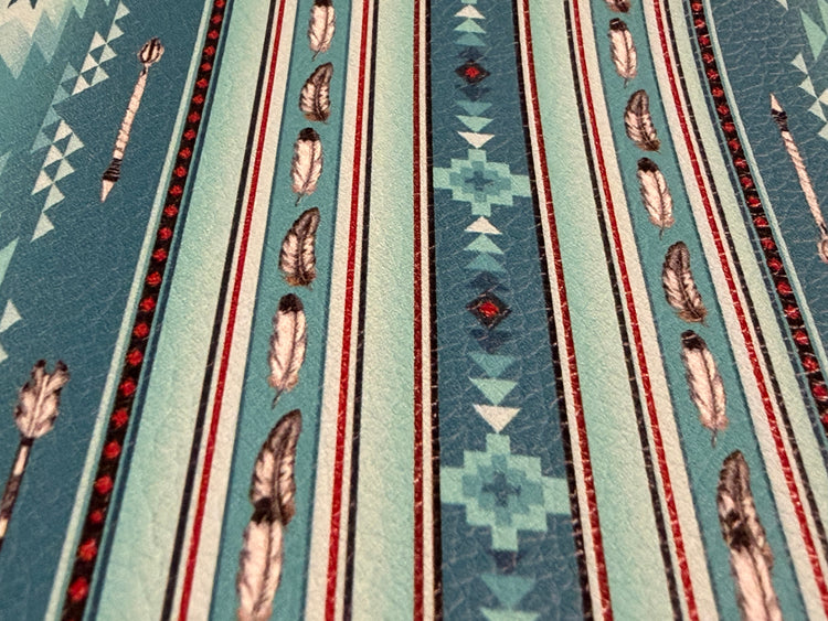 Blue Tribal Pattern Faux Leather Sheet