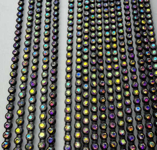 SS6 BLACK AB RHINESTONE BANDING