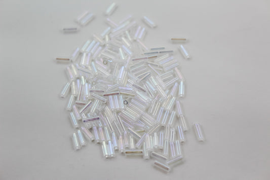 #3 BUGLE BEADS CRYSTAL IRIS