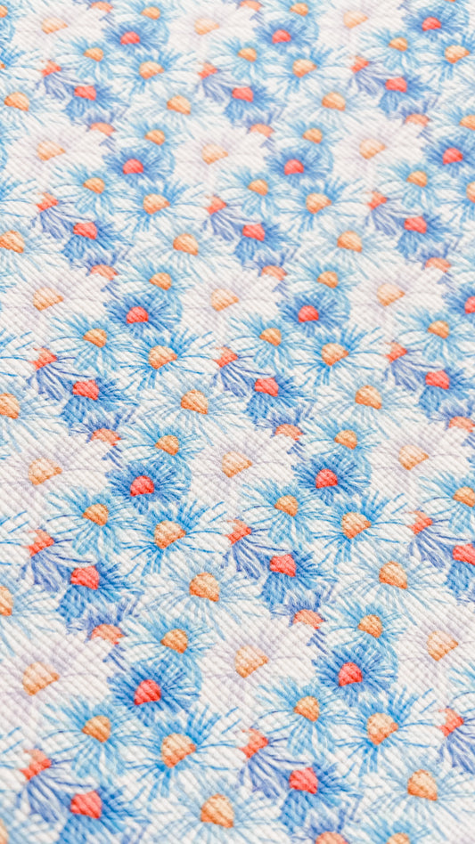 Blue Daisy Floral faux leather sheet