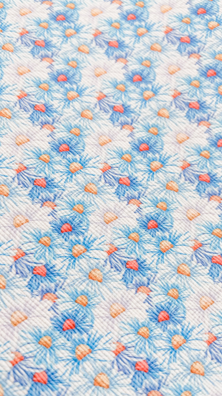 Blue Daisy Floral faux leather sheet