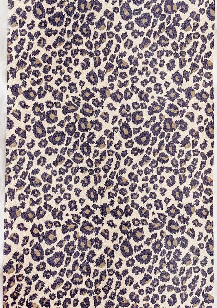 Leopard Glitter Faux Leather Sheet