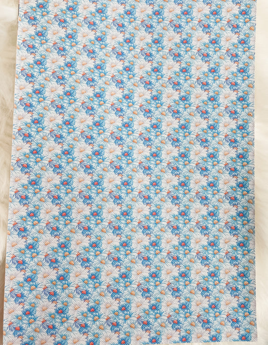 Blue Daisy Floral faux leather sheet