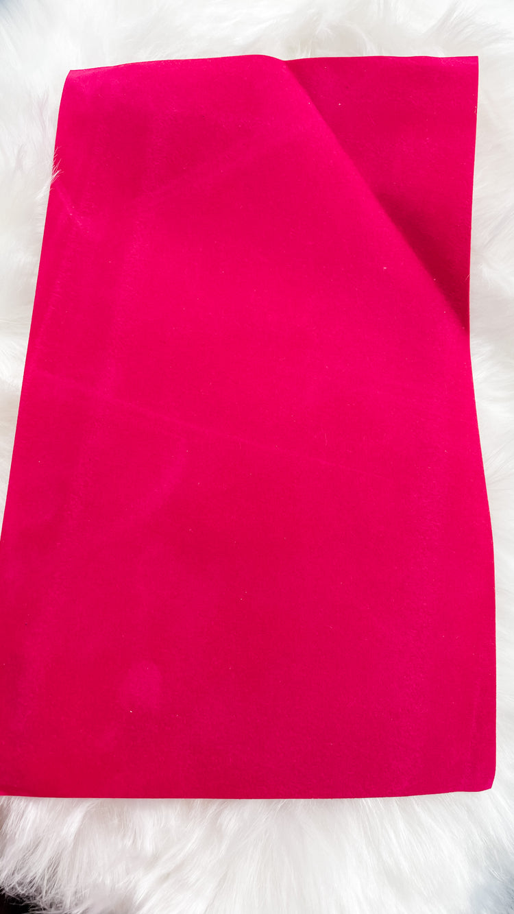 Bright Cranberry Felt Faux Leather Sheet