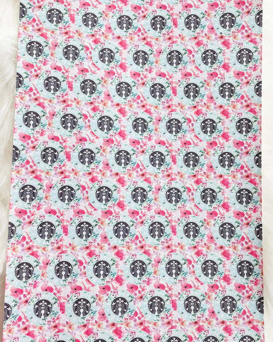 Floral SBUX Faux Leather Sheet