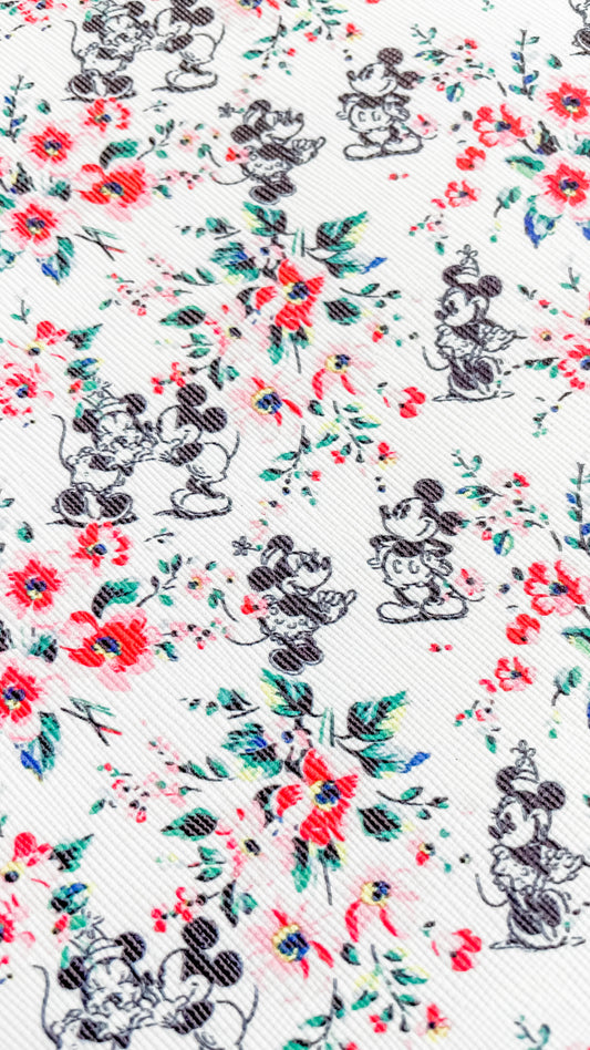 Floral Mickey Faux Leather Sheet