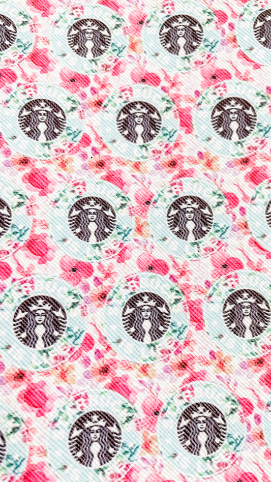 Floral SBUX Faux Leather Sheet