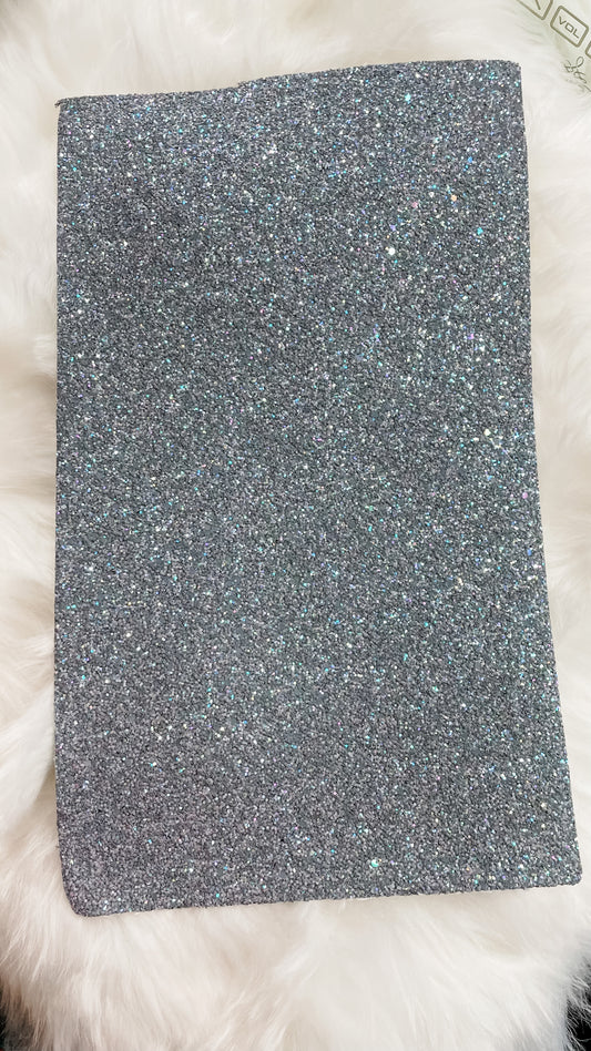 Dark Gray Chunky Glitter Faux Leather Sheet