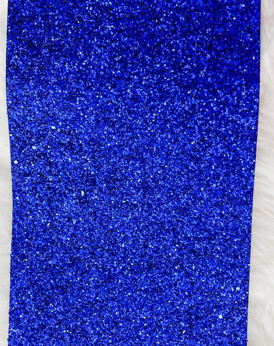 Blue Chunky Glitter Faux Leather Sheet