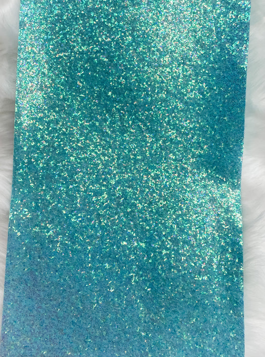 Turquoise Chunky Glittter Faux Leather Sheet