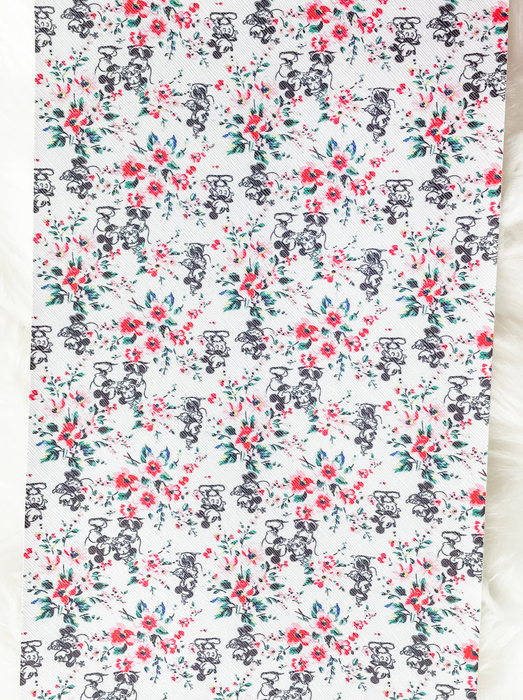 Floral Mickey Faux Leather Sheet