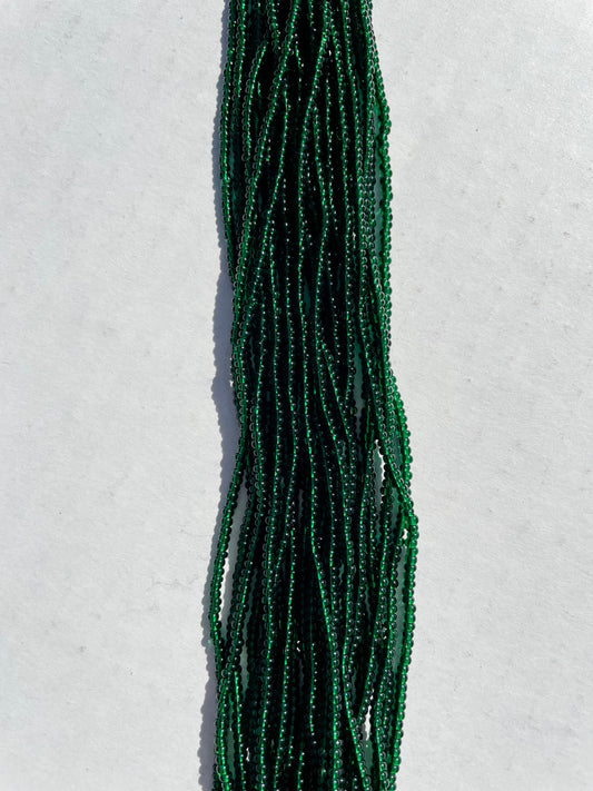 11/0 TRANSP. DARK GREEN SEED BEADS