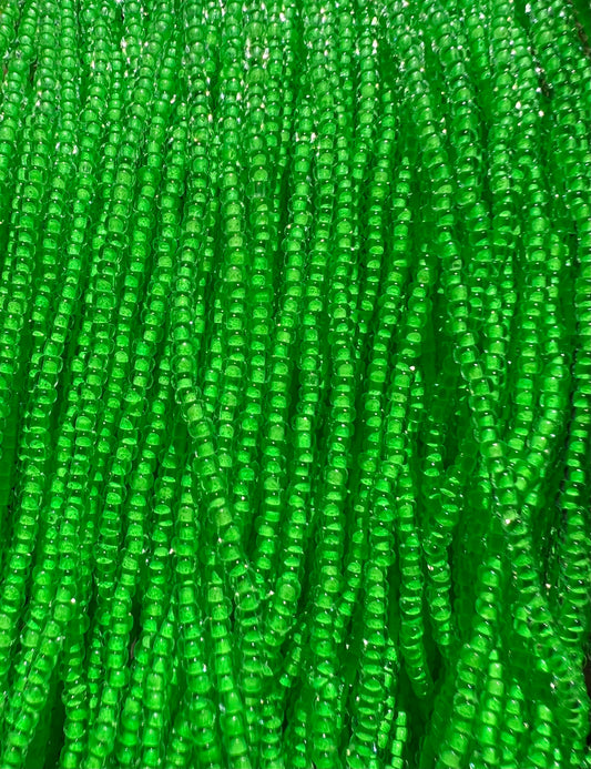 11/0 NEON LINED GREEN / UV REACTIVE SEED BEADS